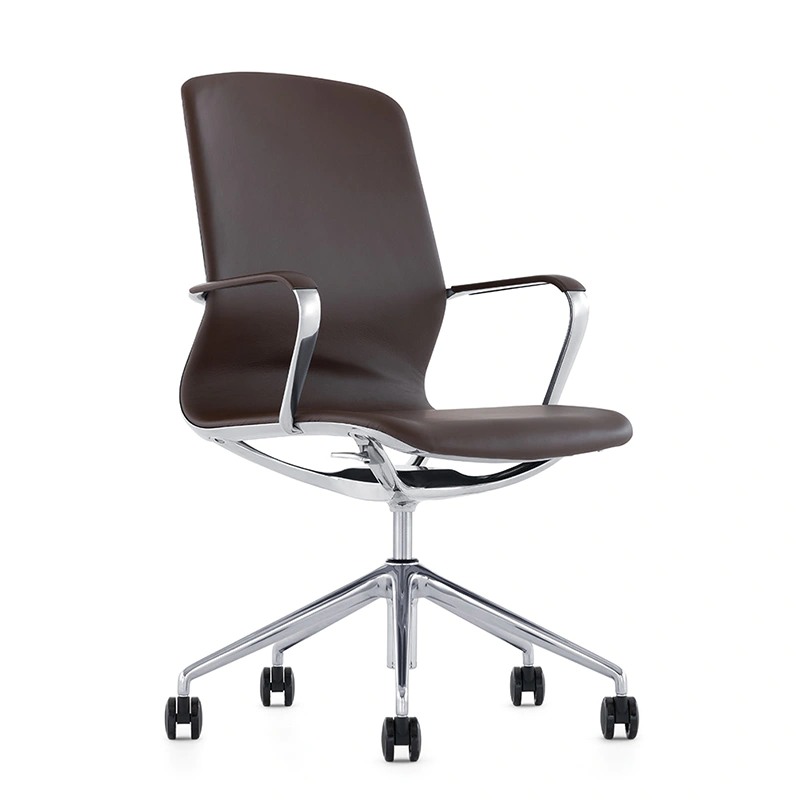 product-Furicco-FURICCO Simple Design Genuine Leather Office Chair Swivel Staff Chair Visitor Mid Ba