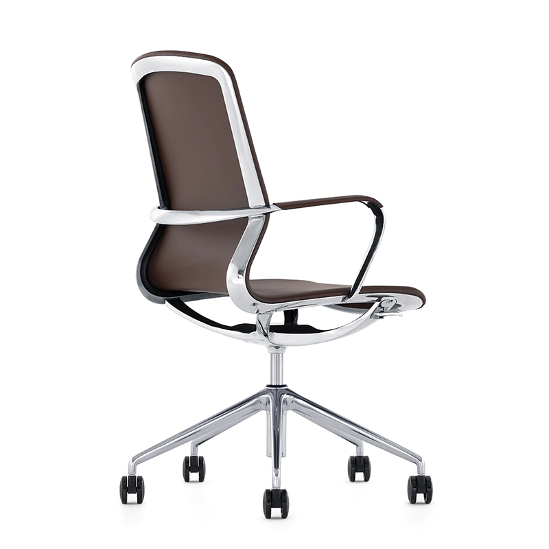 product-FURICCO Simple Design Genuine Leather Office Chair Swivel Staff Chair Visitor Mid Back Chair-1