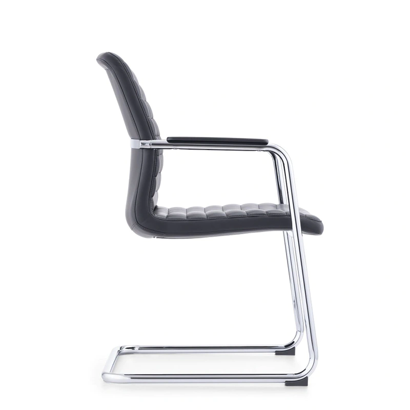 product-China Wholesale Iso Certificate Bow Shaped Line Pattern Black Office Chairs No Wheels C2412--1