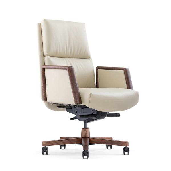 product-Furicco High Quality Dubai Modern Style Pu Leather Beige Rolling Staff Office Chair With Woo-1