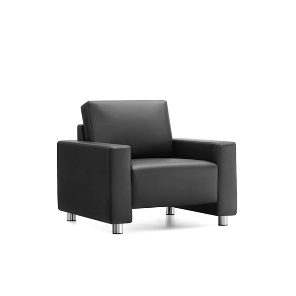 product-Furicco-Foshan Black Luxury Single Sofa For Office 1 Seater Faux Leather Contemporary Modern